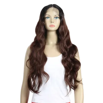 Hot sellinghair red brown soft heat resistant synthetic wigs with a bang body wave lace front synthetic wigs lace front wig