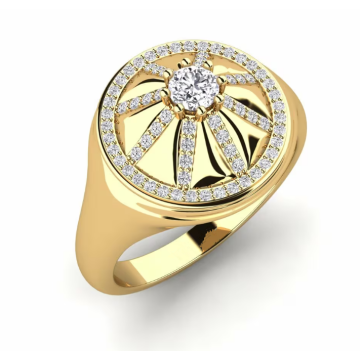 Anel Sun Halo masculino com diamante cultivado em laboratório 18K