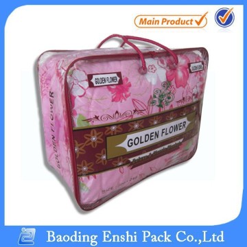 2015 new promotional super soft 2ply embossed best quality Clear pvc steel wire bag;bed bag;quilt bag