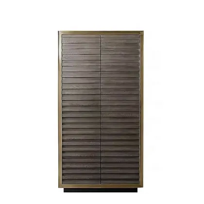 High End Golden Metal Frame Wood Wardrobe with 2 Doors