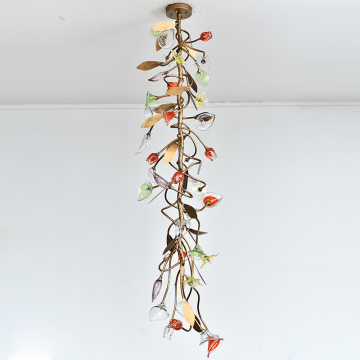 Colourful Flower Crystal Lamp All Copper Ceiling Lamp