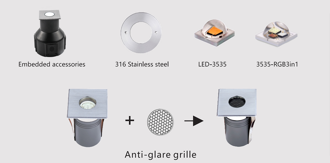 IP65 2.8W 3W 55mm Led Underground light