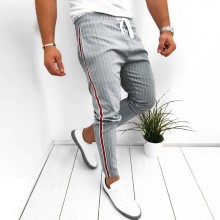 Check Trousers For Men men's Sweatpants Joggers Striped Patchwork Casual Drawstring Sweatpant Trouser Stylish Casual Pants