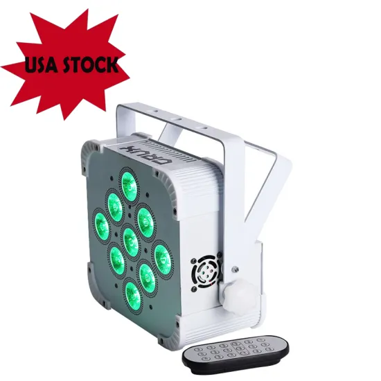 Stage Battery Powered Wireless LED Par Light 9X18W RGBAW UV Rechargeable UPLIGHT with Remote