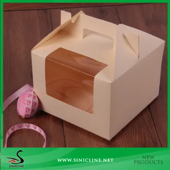 Sinicline Blank Cake Box Accept Customer Design Print with Plastic Window