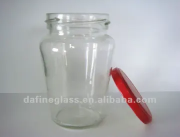 300ml clear round shape glass jar for food storage , pickles