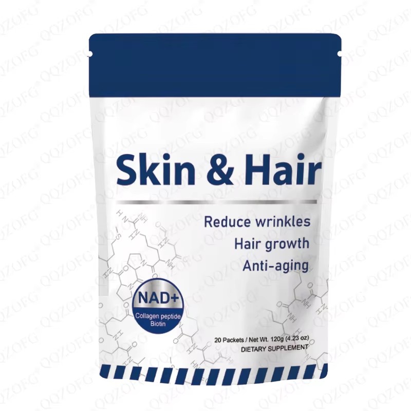 NAD péptido de colágeno bebida de biotina en polvo para adultos piel cabello antienvejecimiento reducción de arrugas crecimiento y revitalización del cabello