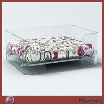 Square clear lucite/acrylic pet/dog bed with cushion