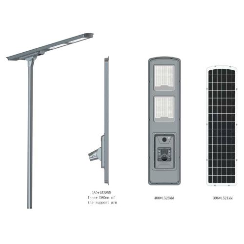 Farola solar con lente óptica de brazo largo