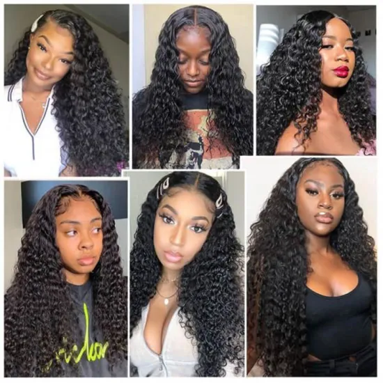 Factory Price Heat Resistant 180 Density 13X4 13X6 Deep Wave Hd Lace Front Human Hair Wigs