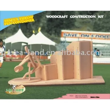 Wooden toy Discus Throw Pen-Container
