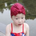 Toddler Baby Children Swimming Cap Bright Solid Color Pleated Twist Bowknot Sports Newborn Beanie Stretchy Bath Sun Hat 0-6T