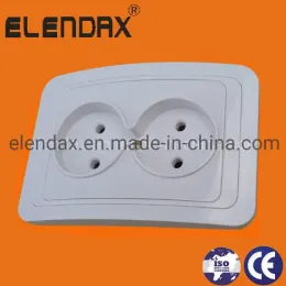 Plastic Base Flush Mounted 2 Pin Double Socket Outlet (F2209P)