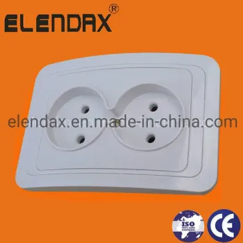 Plastic Base Flush Mounted 2 Pin Double Socket Outlet (F2209P)