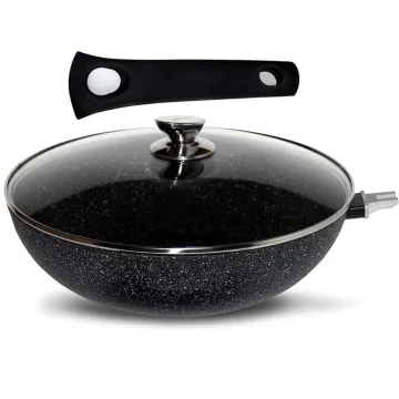 Wholesale easy clean non stick Coating Fry Pan Detachable With Soft Touch Handle Aluminum Chinese wok pan with lid