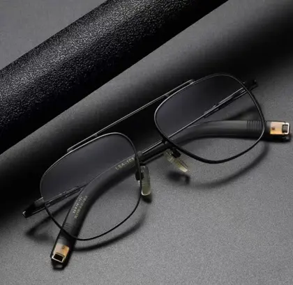 Gold Aviator Designer Eyewear Glasses Titanium Frames