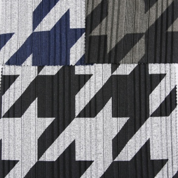 Grey Black Special Rib Pattern Geometric Print Fabric