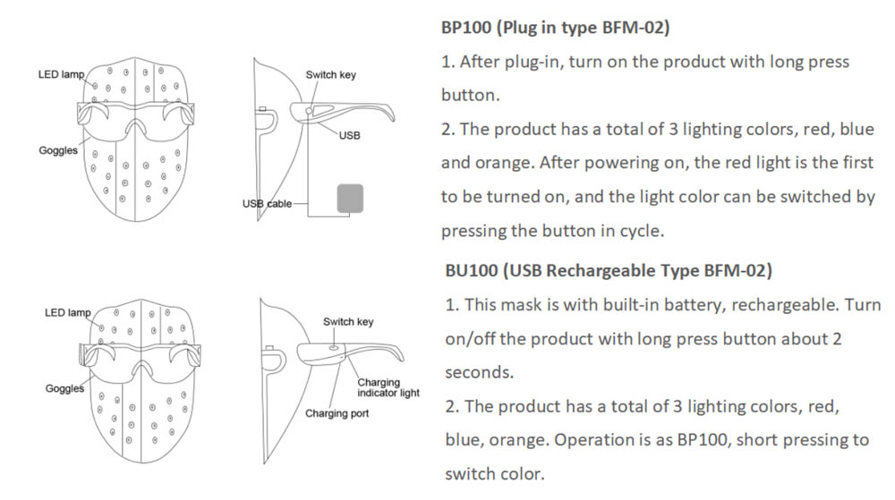 rechargeable led face mask