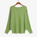 Women Boat Neck Batwing Sleeves Pullovers