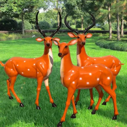 Life size fiberglass sika deer sculpture