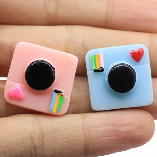 21mm Resin Pink Blue Color Simulated Camera Flatback Ornament for Key Chain Decorations 3D Craft