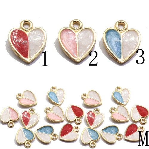 Lovely Cute Heart Pink Blue Red Beautiful Top Hole Pendant Beads 100pcs/bag Kawaii for Baby Kids Girls Necklace Bracelet Makings