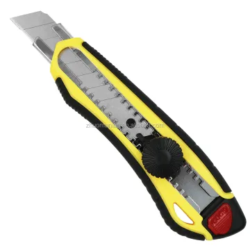 18mm Knife Cutter Retractable Blade Grip Plastic With Rubber Utility Knife