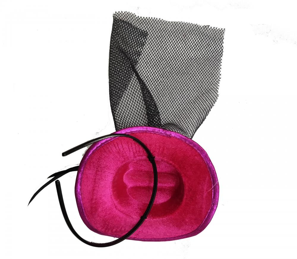 Abito a cerchio per capelli a cappello rosa per palla mascherata