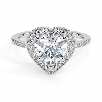 Lab Grown Heart Halo Bridal Ring Custom | FLORAL JEWELRY