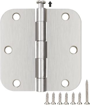Rounded Brushed Satin Nickel 3.5"x3.5" Heavy Duty Interior Door Hinges