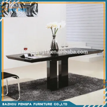 Italian Style Black High Gloss Wood Dining Table , Wood Dining Table With Glass Top