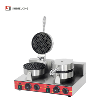 Table Top Commercial Non-Stick Electric Double-Head Ice Cream Waffle Cone Maker Machine