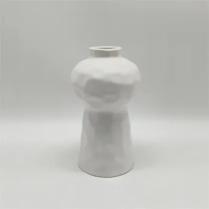 Textured Mushroom White Ceramic Vase