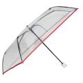Paraguas portátil transparente de 3 pliegues con ribete rojo simple