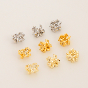 18K Gold plattiert Messing Septum Perle: Exquisites DIY-Schmuckzubehör mit Zirkon herzförmig klear lose Perle