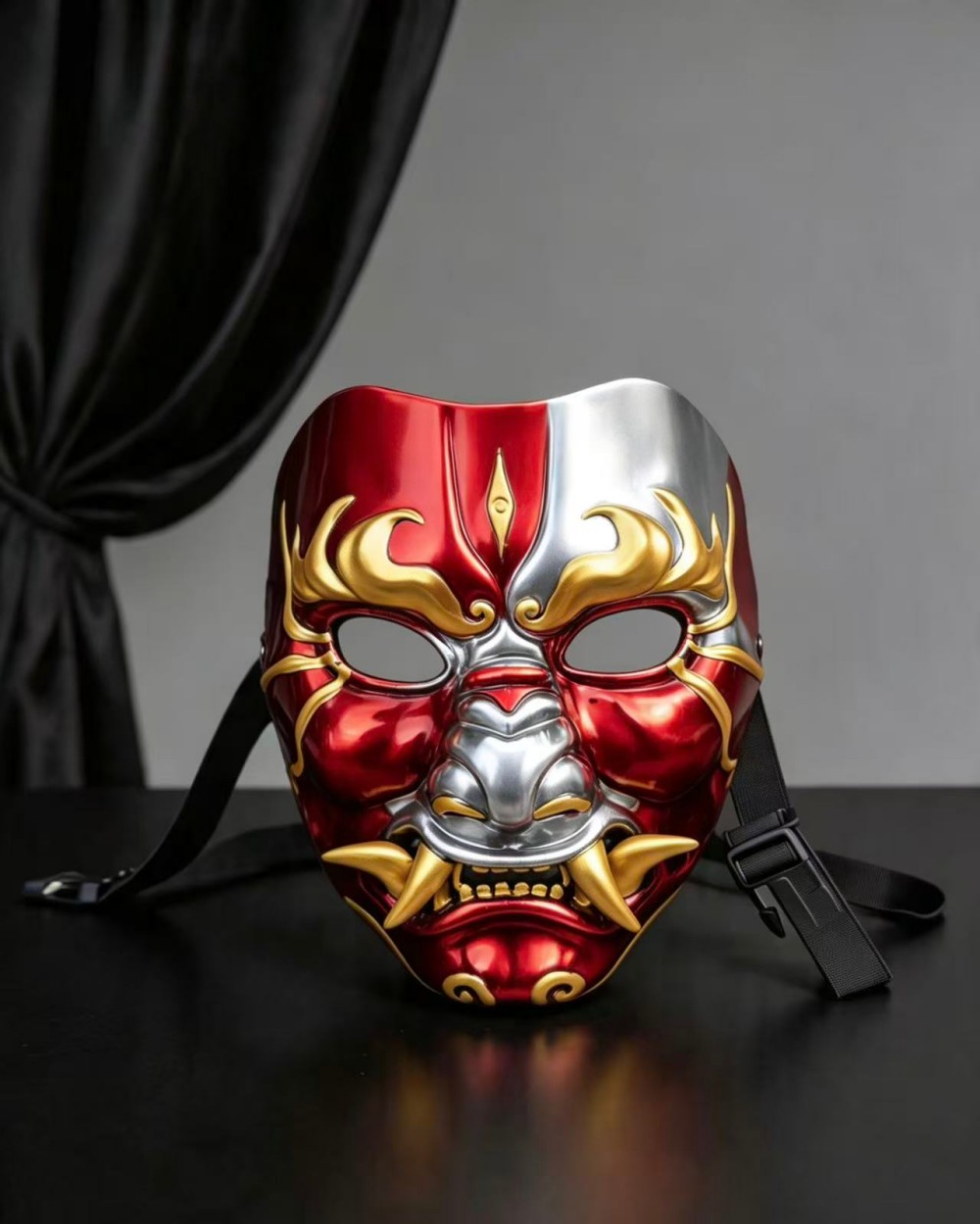 Metallic Gold Trim Samurai Oni Mask