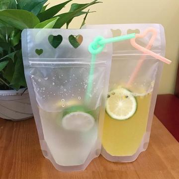 custom plastic drink pouch with straw and funnel