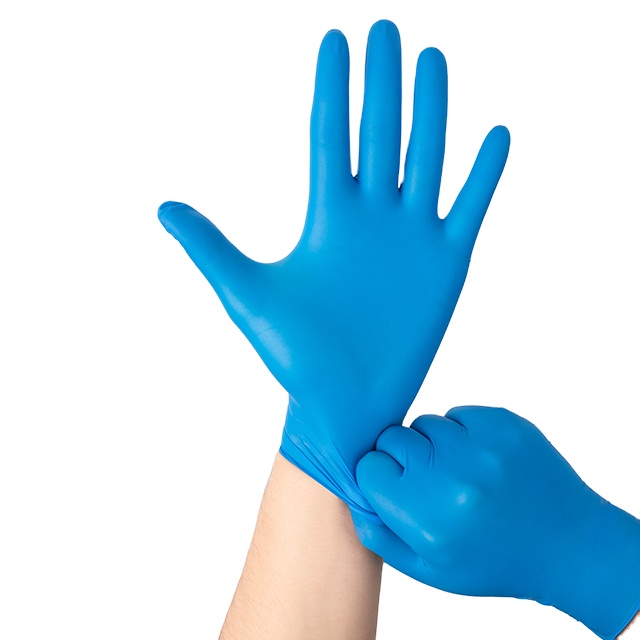 Guanti d'esame Blu monouso EN455 Polveri senza polvere NBR Nitrile Guves1 Exam Gloves Disposable Blue Color En455 Powder Free Medical Nbr Nitrile Gloves1