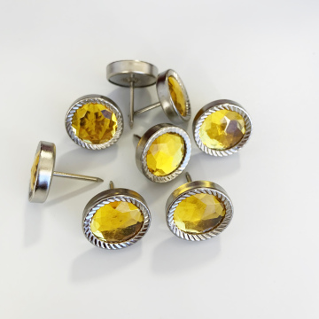 Butang kristal akrilik rhinestone yang jelas dengan gelung logam untuk sofa kepala kepala DIY