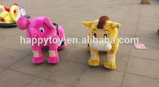 Battery plush musical animal kiddie scooter riding toy car in mall