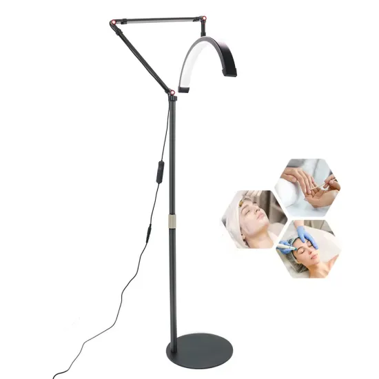 Adjustable Brightness 16-inch Half Moon LED Floor Lamp for Beauty Facials, Tattoos, Eyebrows, and Fill Light