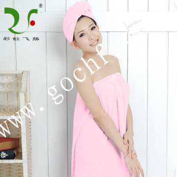 Summer sexy bathrobe and Shower cap with embroidered logo