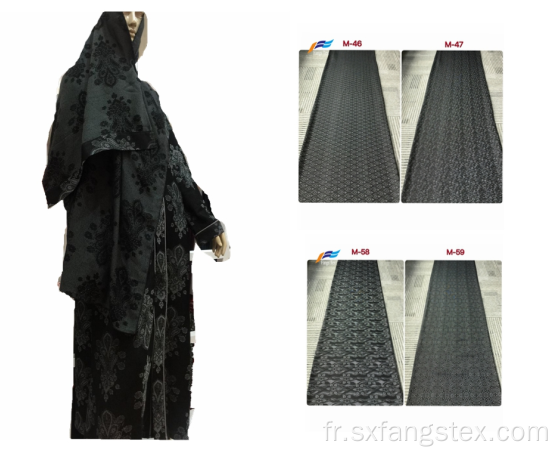 Tissu Abaya de Dubaï noir formel de jacquard de polyester