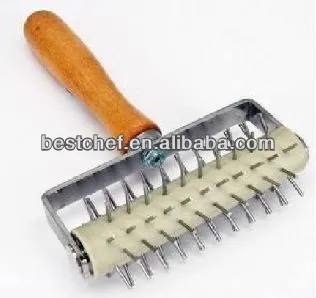 stainless steel Spiked roller with wooden handle