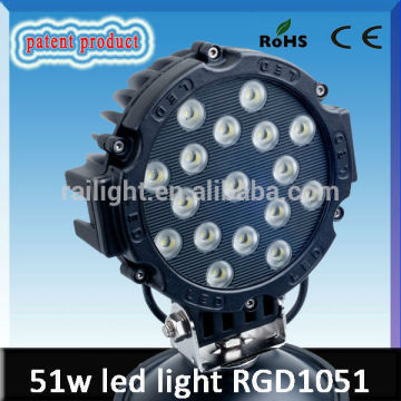 RGD1051 Epistar super bright IP68 weatherproof 51w round led driving light for car