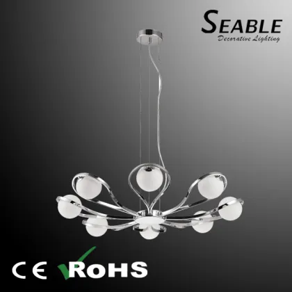 Chorme and white glass ceiling lamps, Guzhen ceiling lights factory