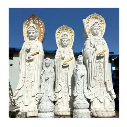Large White Marble Stone Temple Quan Yin Buddha Statue