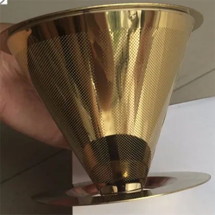 Stainless Steel Gold Washable Reusable Pour Over Coffee Dripper Filter