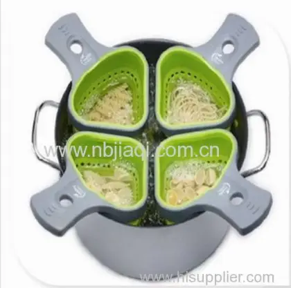 Silicone Portion Control Pasta Baskets/food Grade Silicone Noodle Pasta Basket With Plastic Handle 