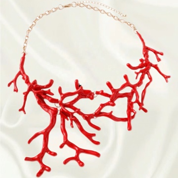 DADA Summer Creative Unique Exaggerated Blood Coral Branches Alloy Necklace Bohemian Holiday Wind Female Models Necklace